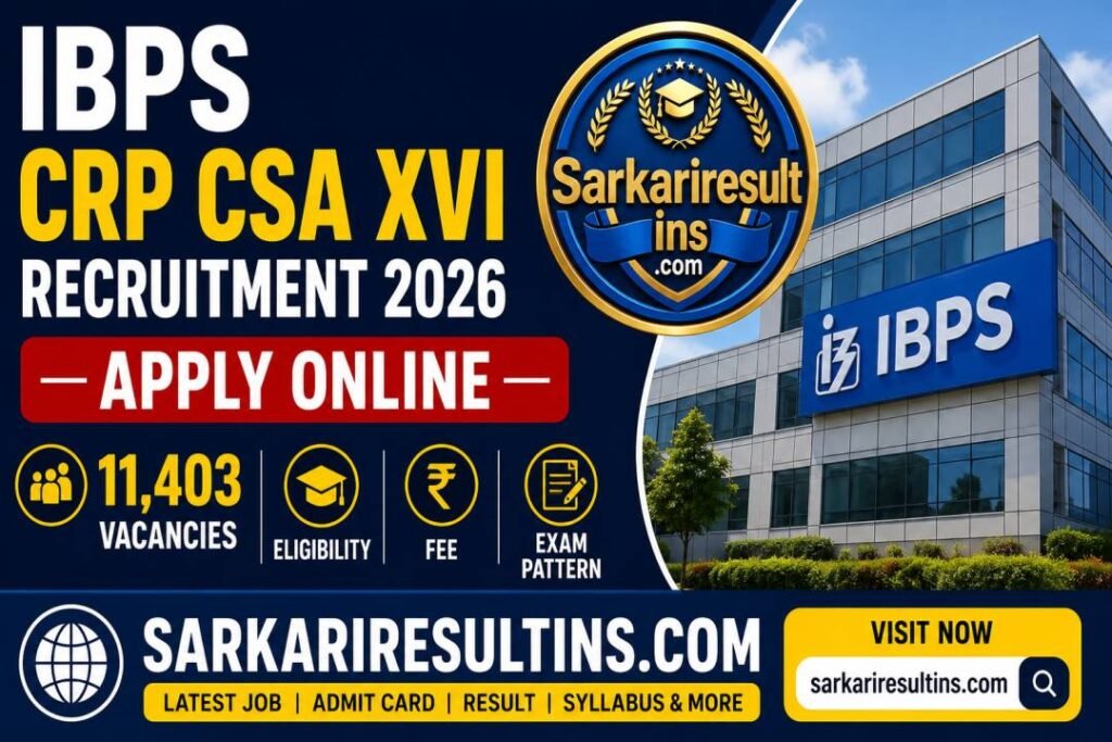 IBPS CRP CSA XVI Recruitment 2026