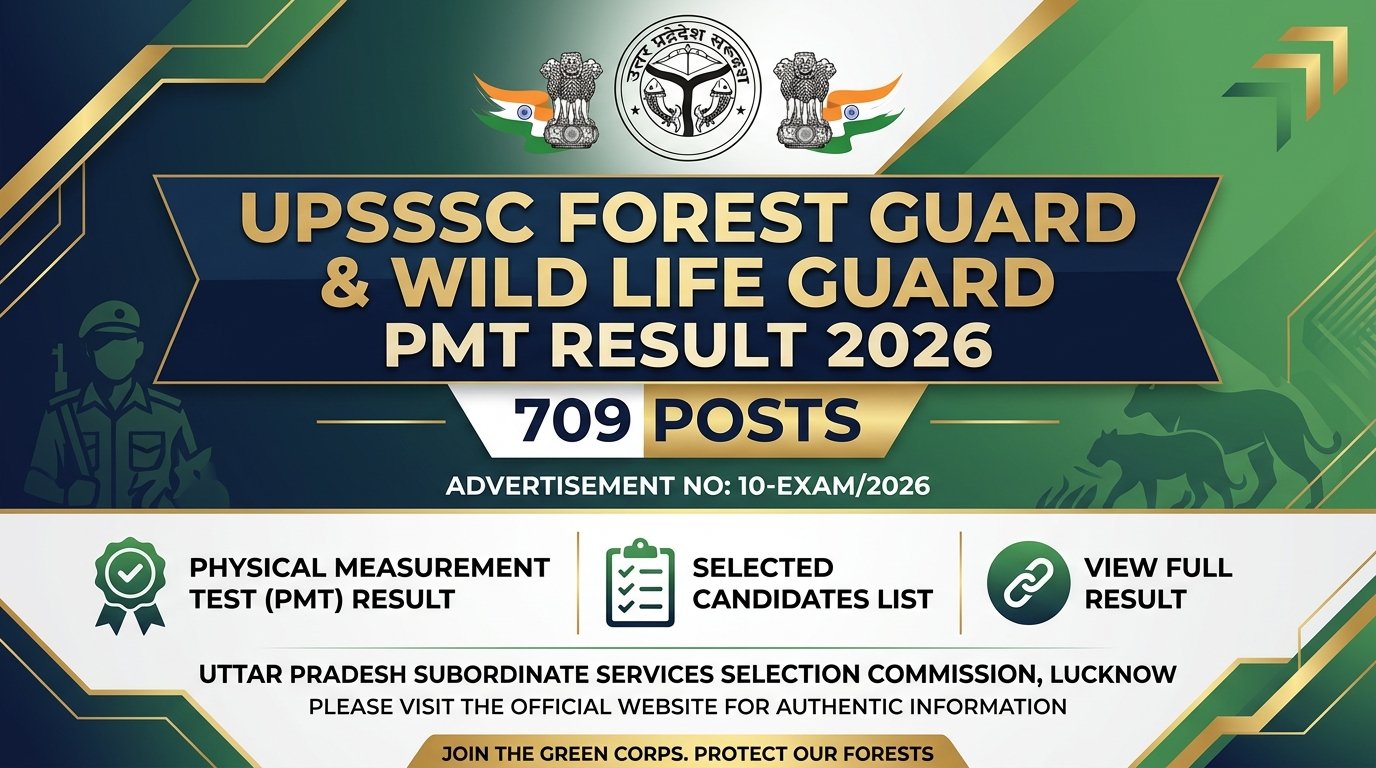 UPSSSC Forest Guard / Wild Life Guard Recruitment 2023 Download PMT Result 2026 for 709 Post